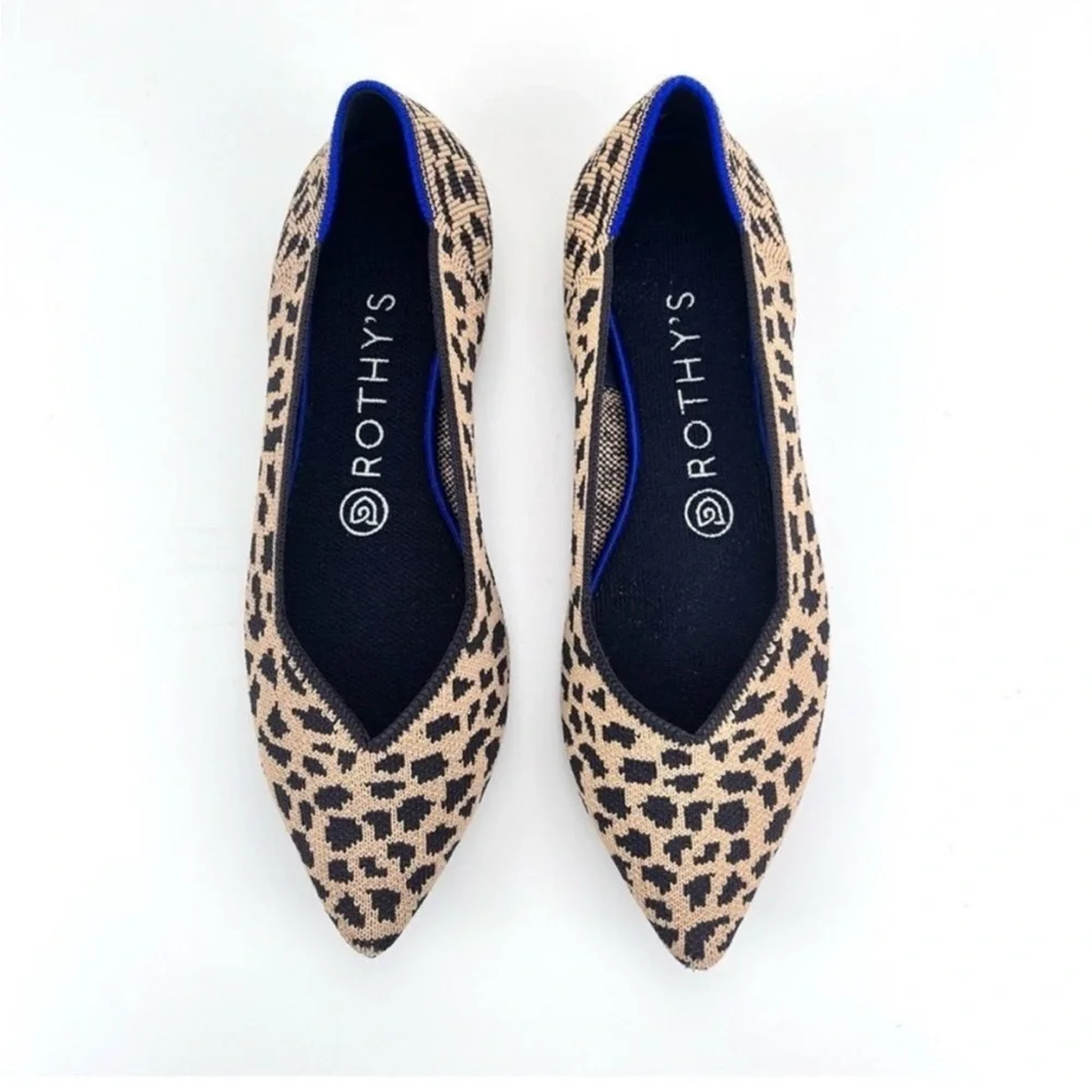 Rothys Womens The Point Leopard Cheetah Retired Animal Print Flat Shoes Sz 10.5 - Picture 2 of 9